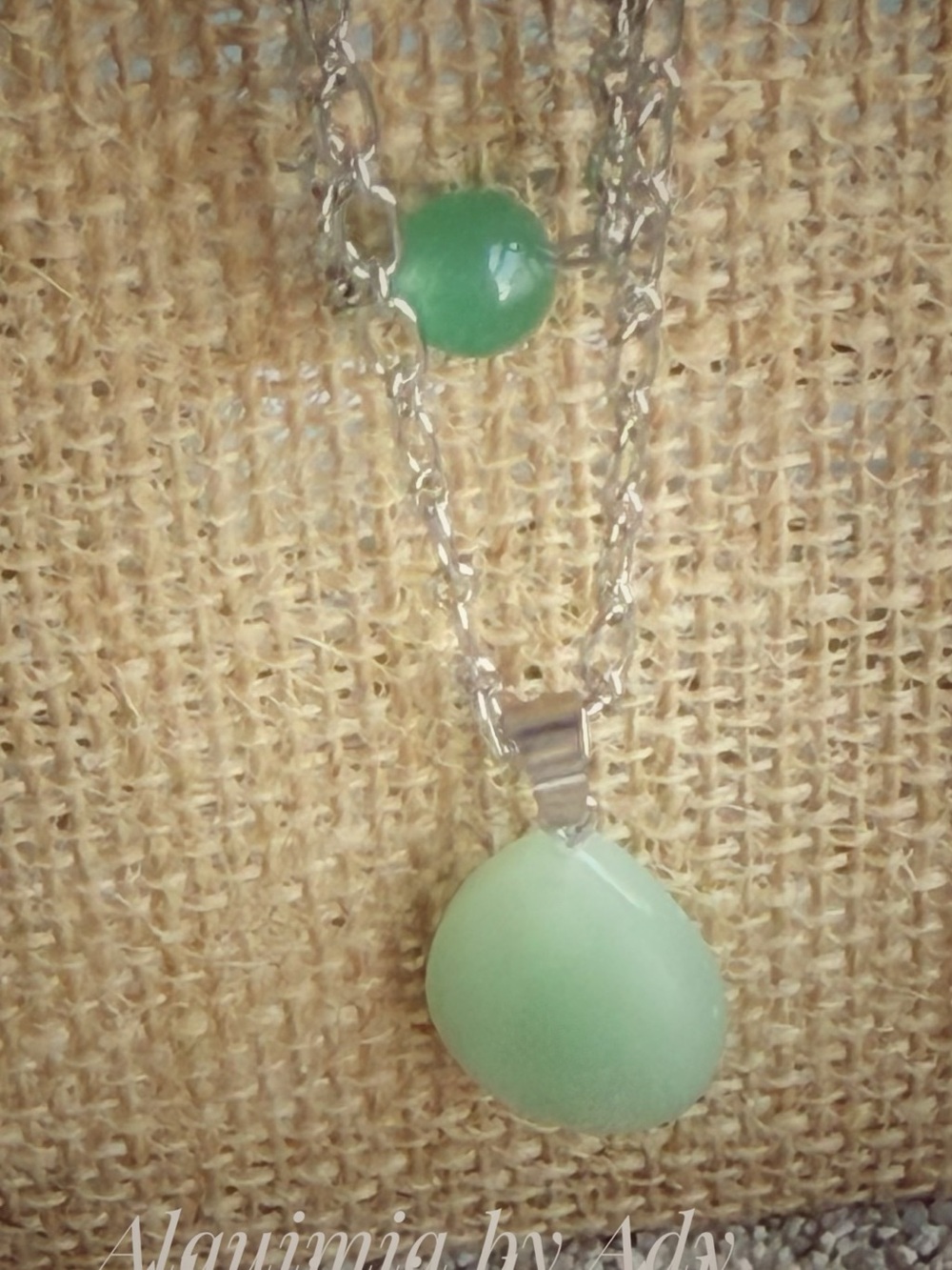 Layered Green Jade Pendant Necklace